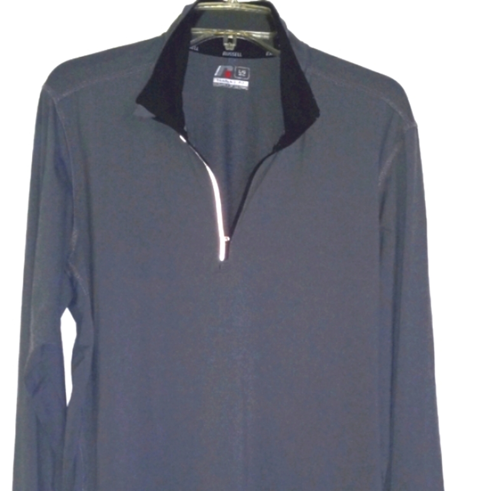 Russell men's Gray Size large training fit dri-power 360 Half Zip Pullover Shirt